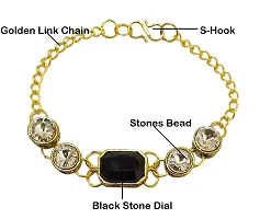 JDDCART Lumba Bhabhi Rakhi bracelet White  Black Stone Bead Gold Finish Metal Chain bracelet Rakhi for Bhabhi | women-thumb1