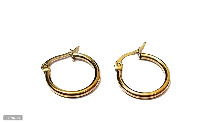 JDDCART Fashion Jewellery Stainless Steel golden Clips on Earings/Earrings for Men/Boys/Boyfriend Gifting Jewellery-thumb0