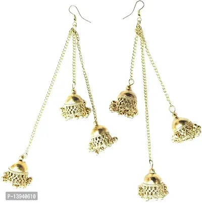 Golden jhumka earring girl and women fashion earring for wedding,fastive,navratri-thumb0