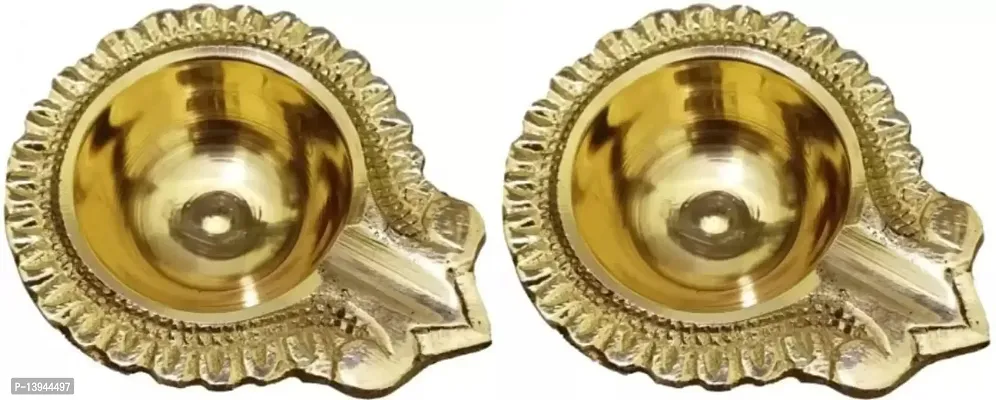 2 PCS of Brass Diya for Home Poojan Decoration Diwali Temple mandir for Decoration | Gifts | Pooja Item Designer Brass Diya Small