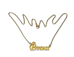 20 inches stainless steel (Princess) Name Pendants for women and girls with Golden Chain love locket for Gifting Jewellery-thumb1