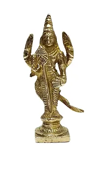 Kartik Lord with Peacock in Virgin Brass kartikeya Idol for Home Temple (9 cm)-thumb4