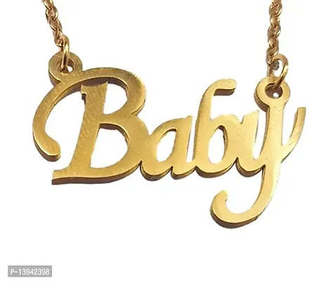 20 inches stainless steel (BABY) Name Pendants for women and girls with Golden Chain love locket for Gifting Jewellery