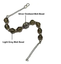 JDDCART Lumba Bhabhi Rakhi bracelet Oxidized Silver and Grey moti beaded with S hook clasp Rakhi for Bhabhi | women |-thumb1