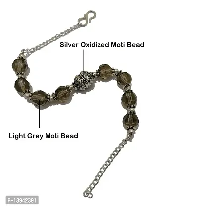 JDDCART Lumba Bhabhi Rakhi bracelet Oxidized Silver and Grey moti beaded with S hook clasp Rakhi for Bhabhi | women |-thumb2