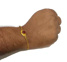 JDDCART Brass Rakhi Bracelet with vine Red color stone For Brothers Matte Gold Style Rakhis For Bhaiya for Rakshabandhan-thumb2