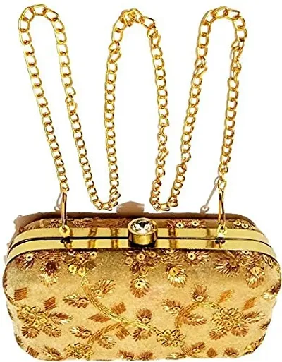 Aadtya- Women's Clutch Purse with Detachable Sling Gold : Amazon.in: Fashion