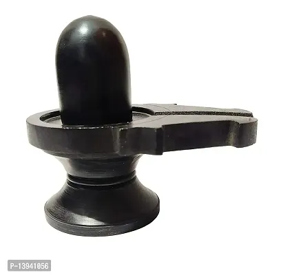 Black Polish Stone Shivling Statue Made in Banaras | Office Puja Room Religious god Idol Shiva Lingam Gorara Stone (8.0)