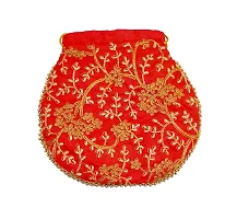 Red color Potli Women's Silk Swag Ethnic Embroidery Work Handmade Potli Bags for Women handbags Wedding Festive ethnic Velentine Gift-thumb2
