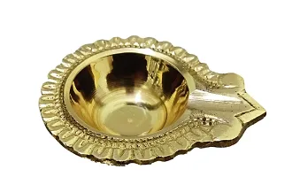 2 PCS of Brass Diya for Home Poojan Decoration Diwali Temple mandir for Decoration | Gifts | Pooja Item Designer Brass Diya Small-thumb1