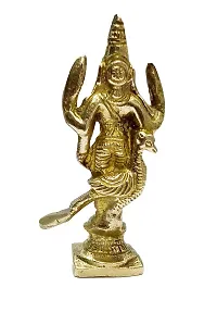 Kartik Lord with Peacock in Virgin Brass kartikeya Idol for Home Temple (9 cm)-thumb3