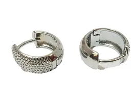 Pure Stainless Steel Men's Jewellery Valentine Silver Bali Mens Earing/Ear rings For Men/Gents/Boys/Boyfriend Silver Gifting Earring-thumb1