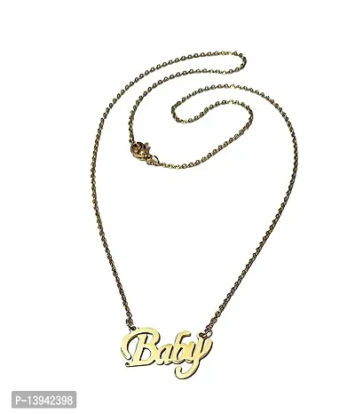 20 inches stainless steel (BABY) Name Pendants for women and girls with Golden Chain love locket for Gifting Jewellery-thumb2