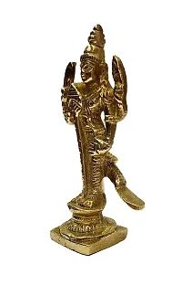 Kartik Lord with Peacock in Virgin Brass kartikeya Idol for Home Temple (9 cm)-thumb2