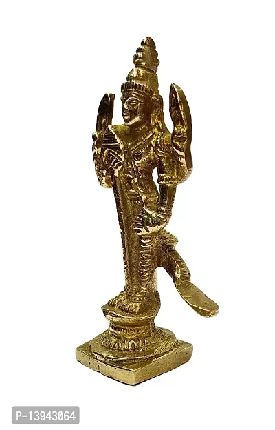 Kartik Lord with Peacock in Virgin Brass kartikeya Idol for Home Temple (9 cm)-thumb3