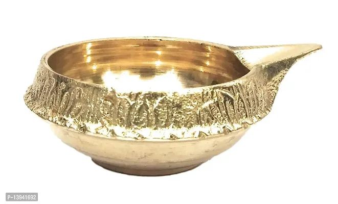 Brass Diya for Diwali Decoration | Gifts | Pooja Item Small Designer Brass Diya Pack of 2-thumb3