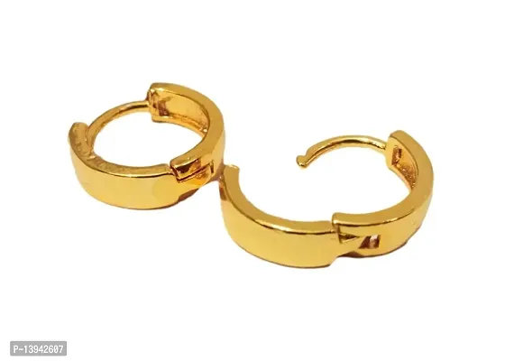Pure Stainless Steel Men's Jewellery Valentine Golden Bali Mens Earing/Ear rings For Men/Gents/Boys/Boyfriend Golden Gifting Earring-thumb2