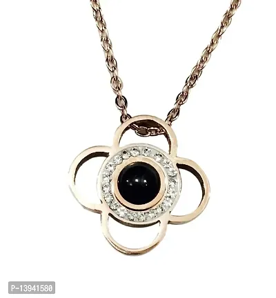 Pendant chain (Rose Gold) 16 inches stainless steel Flower Shape Pendant for girls with Hidden Love Message