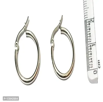 Pure Stainless Steel Men's Jewellery Valentine Gift Silver Bali Mens Earing/Earrings For Men/Gents/Boys/Boyfriend Silver Gifting Earring Jewellery-thumb3