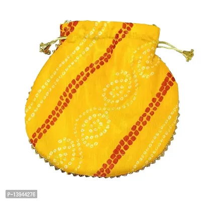 Jaipuri Bandhej zarigota Yellow Potli Bag Bridal Purse Women handbag Shagun Pouch Return Gifts for women Handbag Potli Multicolored-thumb3