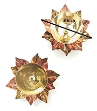Copper and Brass Lotus Petals Designer Kamal Diyas for Diwali Decoration, Temple, Water Fountain, Golden -Pack of 2 Pieces-thumb3
