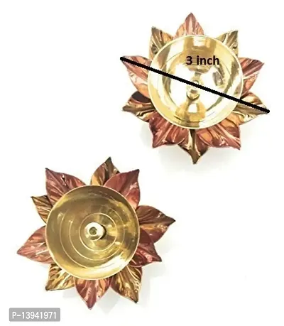 Copper and Brass Lotus Petals Designer Kamal Diyas for Diwali Decoration, Temple, Water Fountain, Golden -Pack of 2 Pieces-thumb4