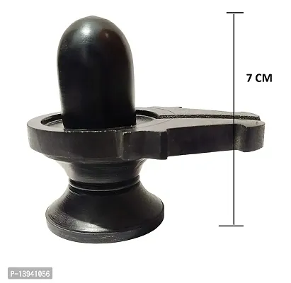 Black Polish Stone Shivling Statue Made in Banaras | Office Puja Room Religious god Idol Shiva Lingam Gorara Stone (8.0)-thumb3