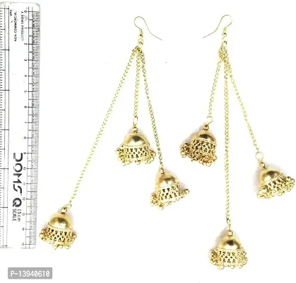 Golden jhumka earring girl and women fashion earring for wedding,fastive,navratri-thumb2