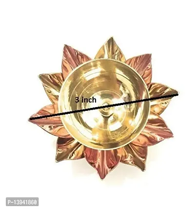 Copper and Brass Lotus Petals Designer Kamal Diya for Diwali Decoration, Temple, Water Fountain, Golden-thumb2