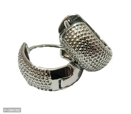 Pure Stainless Steel Men's Jewellery Valentine Silver Bali Mens Earing/Ear rings For Men/Gents/Boys/Boyfriend Silver Gifting Earring-thumb0