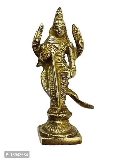 Kartik Lord with Peacock in Virgin Brass kartikeya Idol for Home Temple (9 cm)