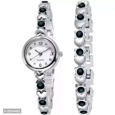 Metal Analog Wrist Watch And Bracelet for Women-thumb0