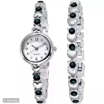 Metal Analog Wrist Watch And Bracelet for Women