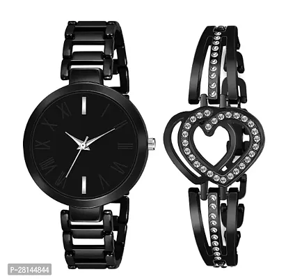 Color Heart Pattern Diamond Dil Bracelet and Premium Color Watch For Women-thumb0