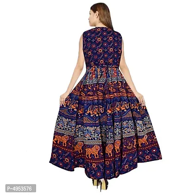 Trendy Cotton Blend Multicoloured Jaipuri Printed Gown For Women-thumb2