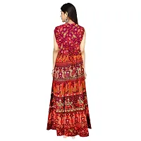 Trendy Cotton Blend Red Jaipuri Printed Gown For Women-thumb1