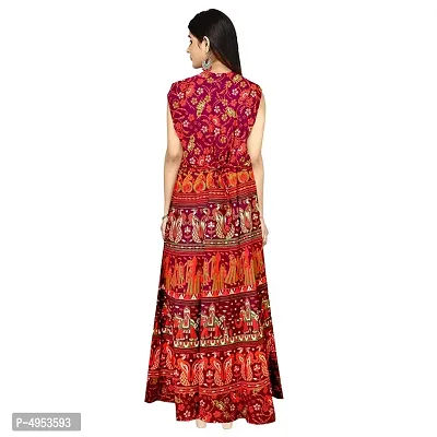 Trendy Cotton Blend Red Jaipuri Printed Gown For Women-thumb2