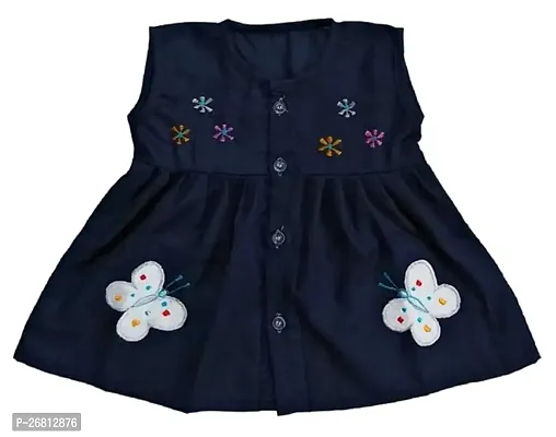 Designer Blue Cotton Solid Frocks Dresses For Girls