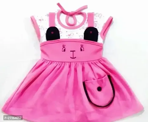 Designer Pink Cotton Solid Frocks Dresses For Girls