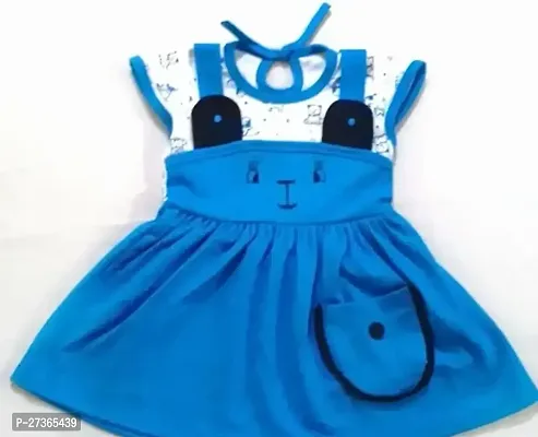 Designer Blue Cotton Solid Frocks Dresses For Girls