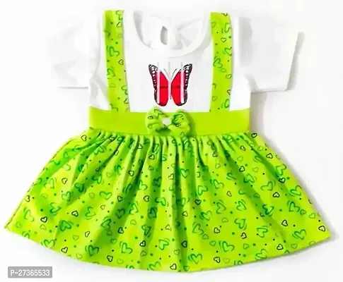 Designer Green Cotton Printed Frocks Dresses For Girls