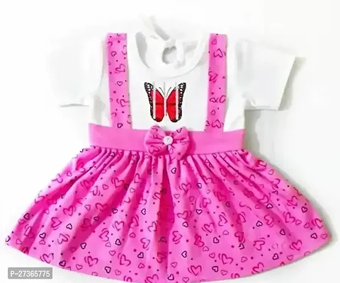 Designer Pink Cotton Printed Frocks Dresses For Girls