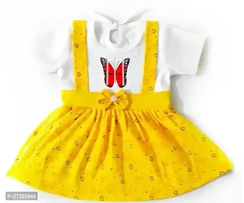 Designer Yellow Cotton Printed Frocks Dresses For Girls