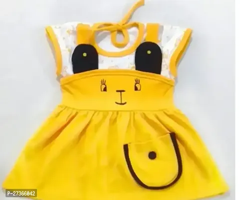 Designer Yellow Cotton Solid Frocks Dresses For Girls