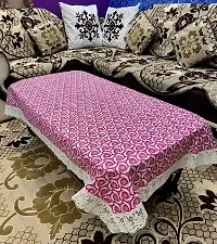 MVNK Group PVC 4 Seater Waterproof Center Table Cover or Cloth (36 x 60, Pink)-thumb1