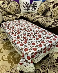 MVNK Group PVC 4 Seater Waterproof Center Table Cover or Cloth (36 x 60, White, Floral)-thumb1