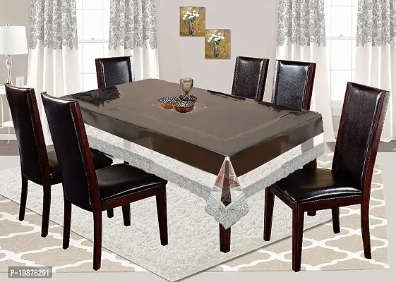 MVNK Group Transparent Waterproof Dining Table Cover (6 Seater 54x78, Gold)-thumb0