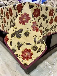 MVNK Group 4 Seater Square Waterproof Teapoy Center Table Cover (48x48,Yellow, Stitched Border)-thumb1