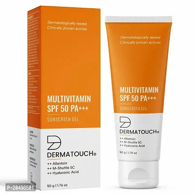 DERMATOUCH Multivitamin SPF 50 PA+++ Sunscreen Gel | UVA-UVB Protection |Zero White Cast | Unisex | 50G-thumb0