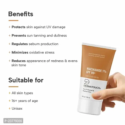 DERMATOUCH Niacinamide 1% SPF 90+ PA+++ Tinted BB Cream | For Sun Protected  Radiant Skin | UVA-UVB Protection | Suitable to All Skin Types | For both Men  Women | 30g-thumb4
